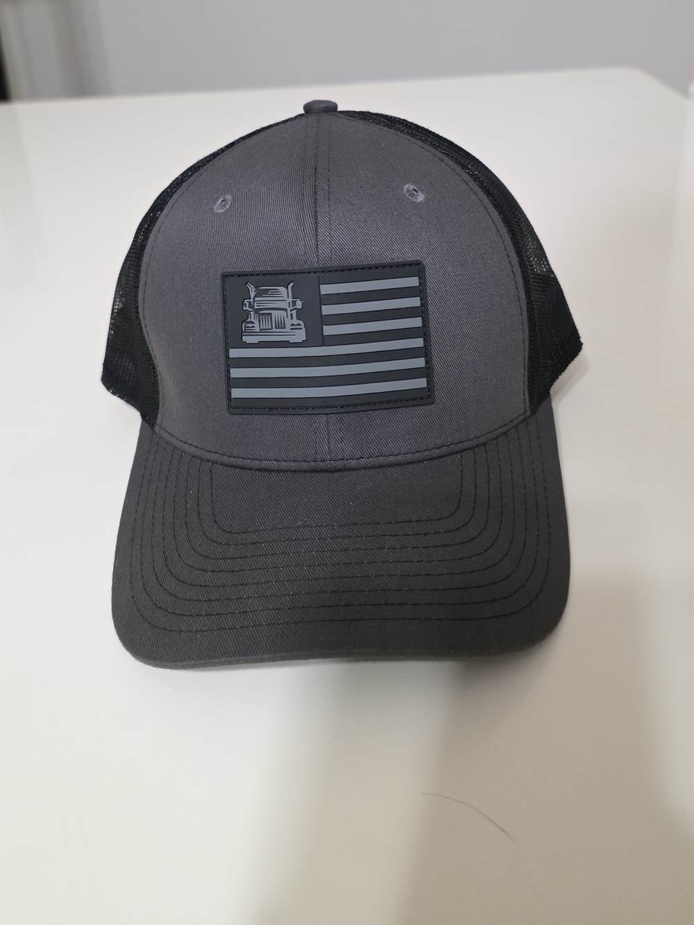 Fierce 901- Gray/Black Trucker Hat, Mesh Back, Adj., USA Flag, OSFM, Adults.